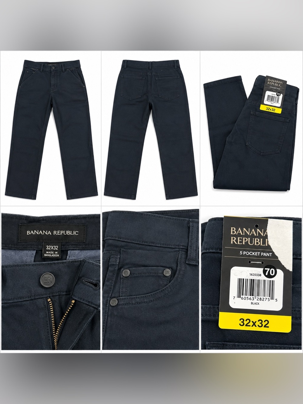 Banana Republic Mens 5 Pocket Pant Black 32x32 NWT 1620338